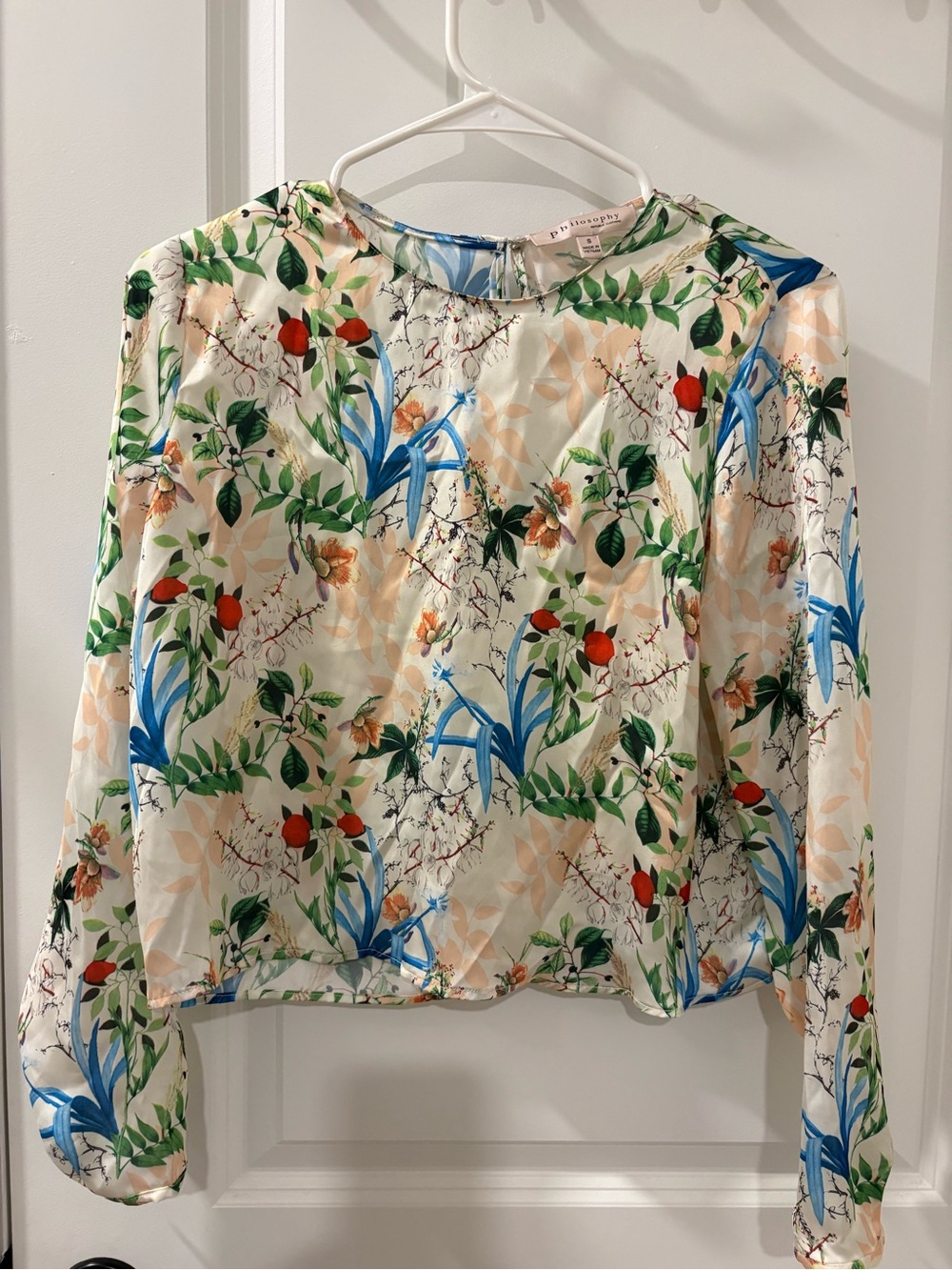Ted Baker Ivory Floral and Foliage Print Long-Sleeve Blouse